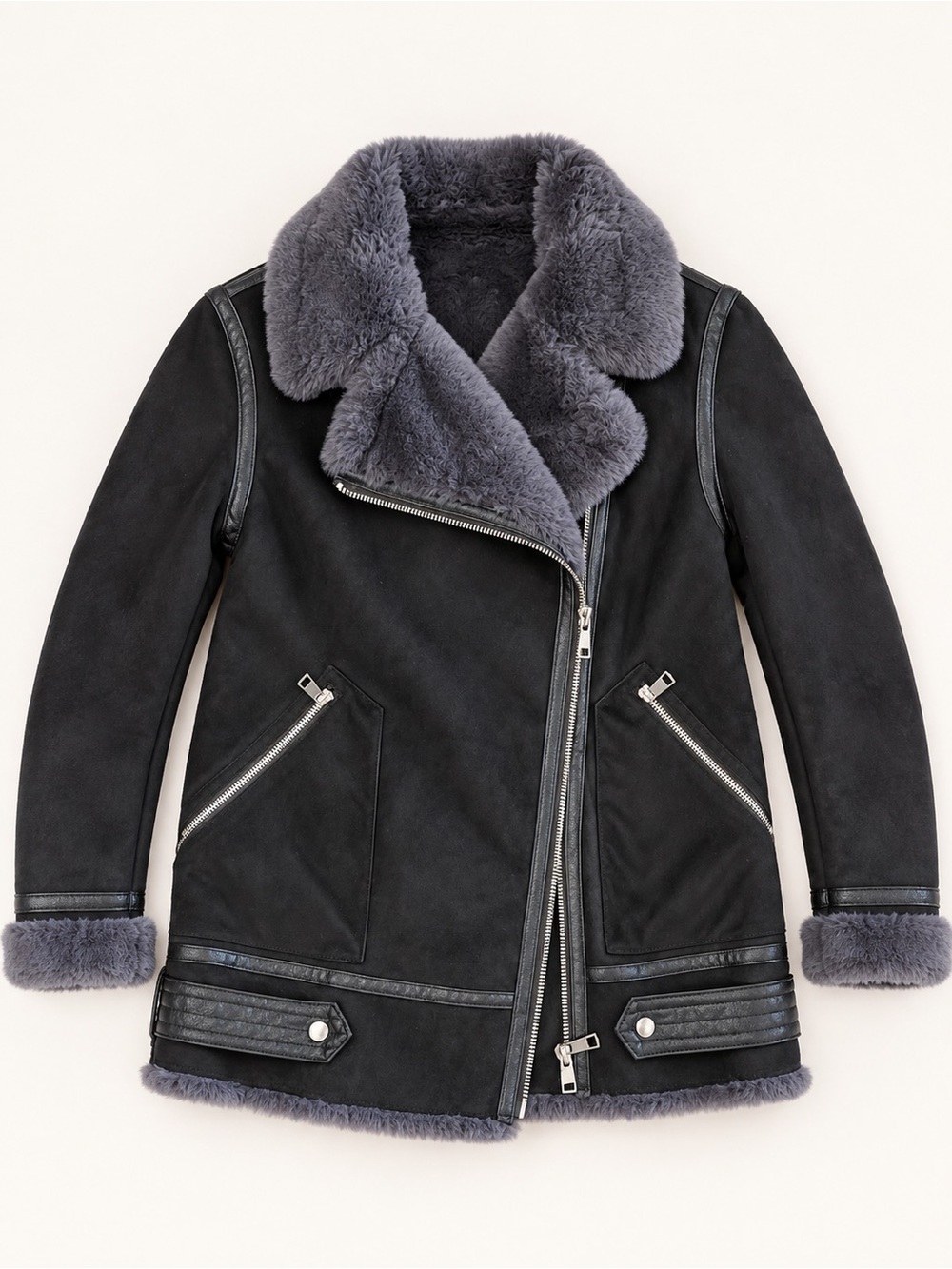 NWOT Zara  $199 oversized Faux Fur Face Double Mouton Jacket SM